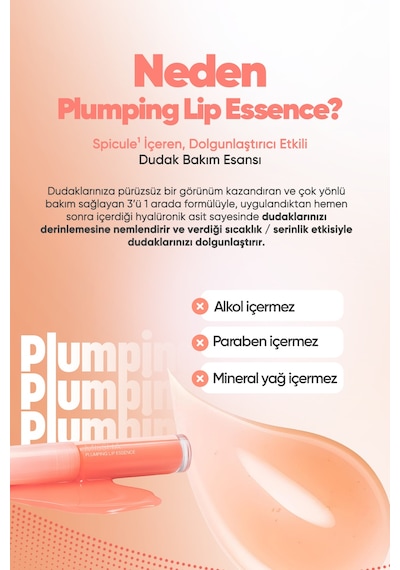 Dolgunlaştırıcı Etkili Dudak Bakım Esansı Plumping Lip Essence No.1 Hot 01