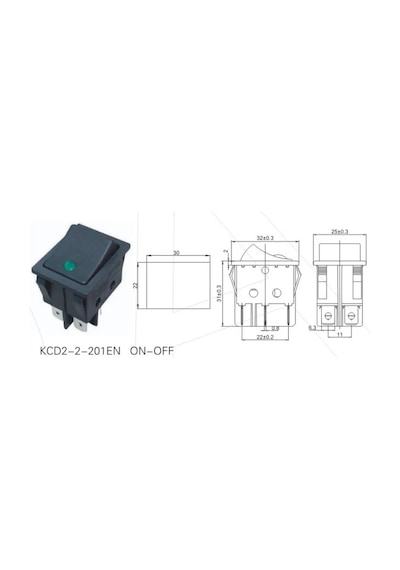 Ic-104D 220 Volt Geniş Nokta Işıklı Anahtar On-Off Kırmızı