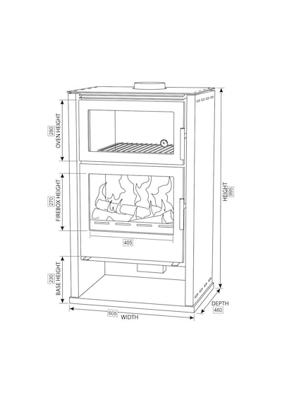 Goldfire Linea 11,5kw Odunluk Ve Fırınlı Çelik Soba Şömine
