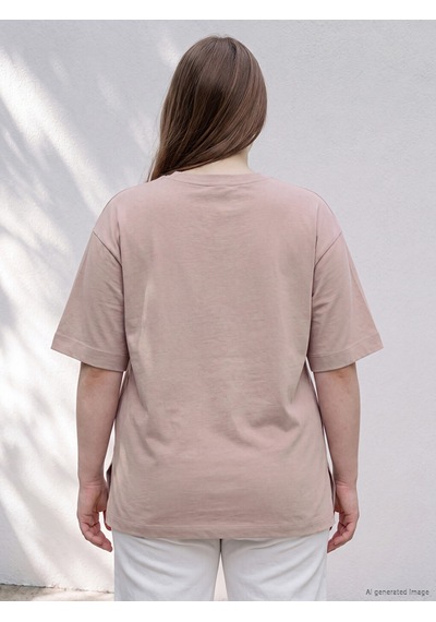 Lcw Curve Pembe Büyük Beden %100 Pamuklu Oversize Kadın Tişört