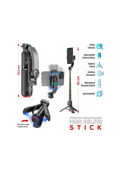 Tr20 Tripod Selfi Çubuğu Aliminyum Siyah - 913575155 Tr20 Tripod Selfi Çubuğu Aliminyum Siyah - 913575155