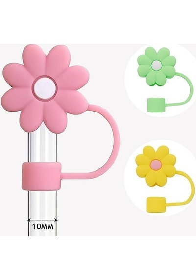 4'lü Pipet Kapak Seti, Silikon, 3 X 2 Cm, Kalibre 10 Mm, Çiçek Şekli, Bpa İçermez, Temizlemesi Kolay, Stanley Kupası İçin, Yeniden Kullanılabilir, Çok Renkli