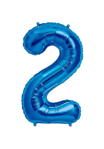 2 Rakam Mavi Folyo Balon 34 İnç 76-82 Cm