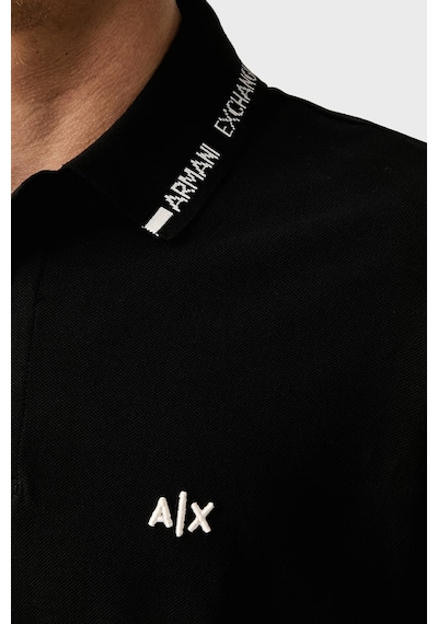 Armani Exchange % 100 Pamuk Regular Fit Düğmeli Polo Erkek Polo Xm002932 Af13026 Uc001 Siyah