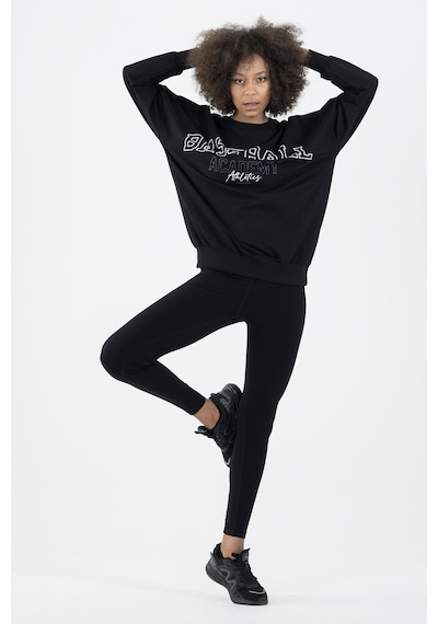 Maraton Sportswear Oversize Kadın Bisiklet Yaka Uzun Kol Basic Siyah Sweatshirt 22185-siyah