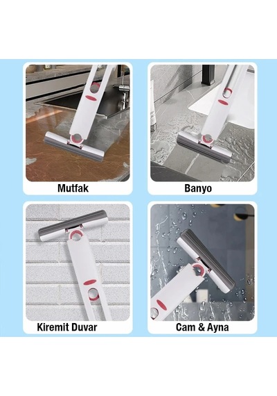 Ezere Çok Amaçlı Mini Tezgah Üstü Paspas Mini Mop + 2 Yedek Uç- 5775 Beyaz