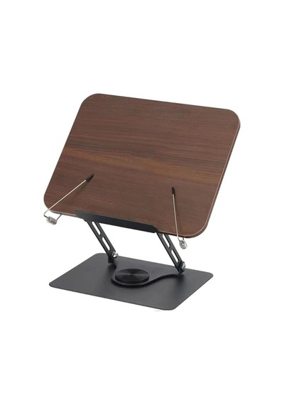 Ht-907 Metal Ahşap Kitap Okuma Standı 360 Dönebilen Katlanabilir Masaüstü Rahle Laptop Standı Tablet