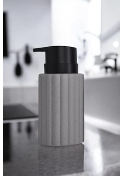 New Max Premium Serisi 300 Ml Sıvı Sabunluk Pompalı Seramik Sıvı Sabunluk Dispencer Gri 000 Açık Krem