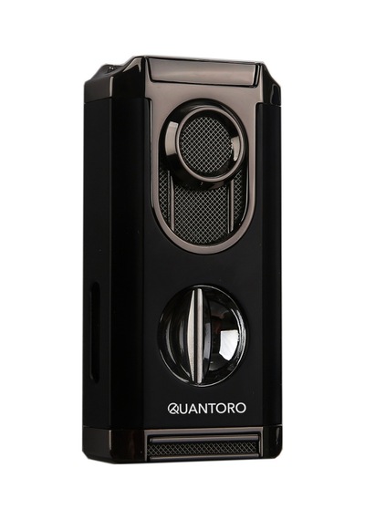 Quantoro 3 Torch Pürmüz V-cut Siyah Metal Puro Çakmağı - Trz1209