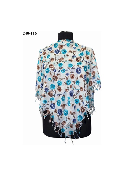 Dolce Cotton Desenli Sökme Boncuklu Eşarp 240-116 Çok Renkli