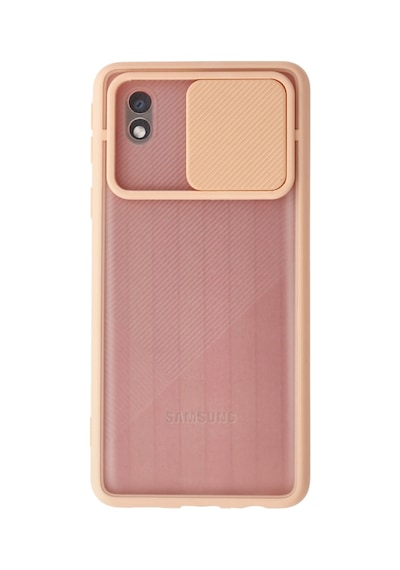 Samsung Galaxy  Uyumlu,  A01 Core Kılıf Palm Buzlu Kamera Sürgülü Silikon - Pembe