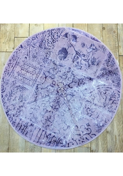Gelin Home Nostalji Pamuk Halı Lila Yuvarlak Halı 120X120 Cm