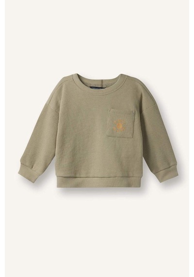 Defacto Erkek Bebek Baskılı Waffle Sweatshirt G6386a526spkh96 Haki-kh96