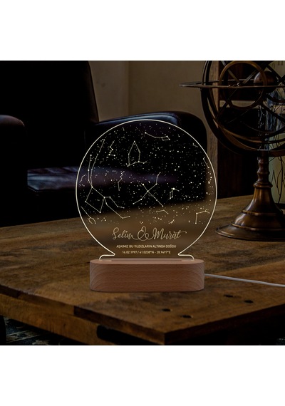 Kişiye Özel Yıldız Haritası Yuvarlak Model Ledli Gece Lambası Masif Ahşap Tabanlı Usb Kablolu Pleksi Led Gece Lambası Kişiye Özel Yıldız Haritası Yuvarlak Model Ledli Gece Lambası Masif Ahşap Tabanlı Usb Kablolu Pleksi Led Gece Lambası