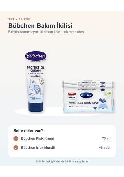Bübchen Bakım İkilisi 2 Parça: Pişik Kremi + Islak Mendil