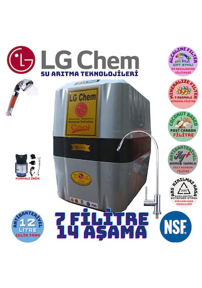 Lg Chem Cool Grisiyah Pompalı 12lt 7flt 14aşama Su Arıtma Cihazı