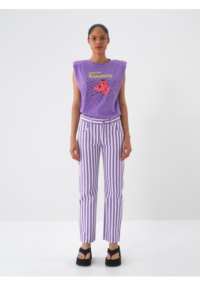 Xint Lila Pamuk Dokulu Regular Fit Tişört 602349