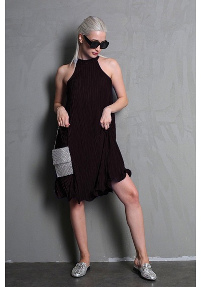 Madmext Siyah Halter Yaka Kadın Elbise Mg2351 Siyah
