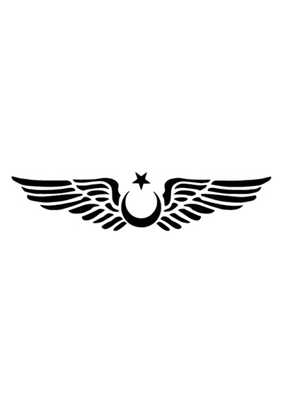 Kanatlı Ay Yıldız Oto Özel Yeni Sticker Siyah 25 X 5 Cm