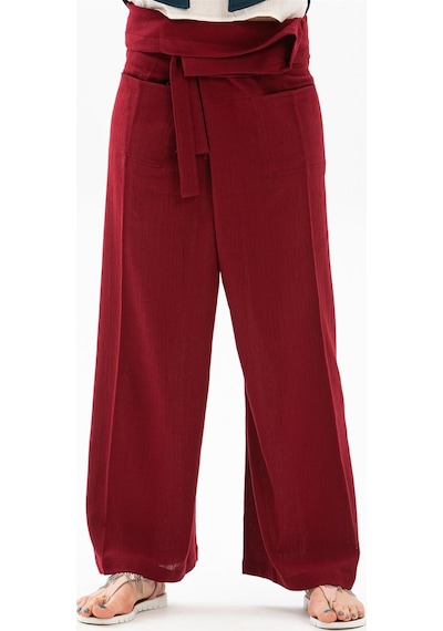 Eliş Şile Bezi Kadın Şile Bezi Thai Balıkçı Pantolon Bordo Brd-bordo Bordo