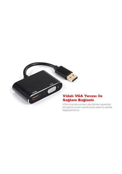 Usb 3.0 To Hdmı Vga 4769P 1080P Çevirici Dönüştürücü Adaptor Kabl