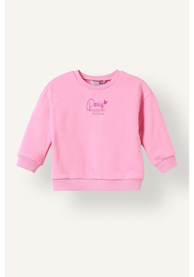 Defacto Bisiklet Yaka Baskılı Kalın Sweatshirt Kız Bebek I5084a526aupn666 Pembe-pn666