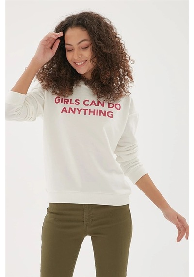 Fashion Frends 22k0842k1 Kadın Sweat Ekru