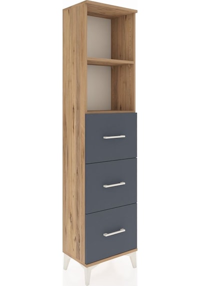 Arges Dolap 2 Raflı 3 Çekmeceli 44x30x182 Çam-antrasit Çam