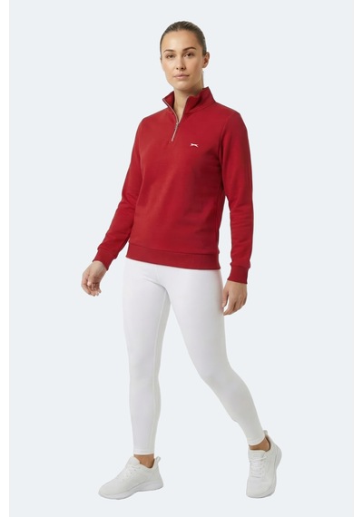 Slazenger Maxıs I Kadın Dik Yaka Fermuarlı Kırmızı Sweatshırt Kırmızı