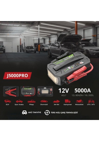 Lokithor J5000pro 12v 5000amp Lifepo4 Akıllı Akü Takviye + Powerbank + Led Lamba