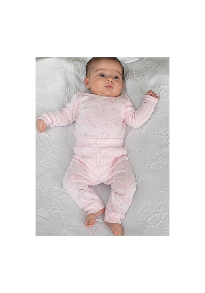 H&c Coolboy H&c %100 Pamuk Jakarlı Kuzu Desenli Bebek Tek Alt Pantolon 0-36 Ay Pembe