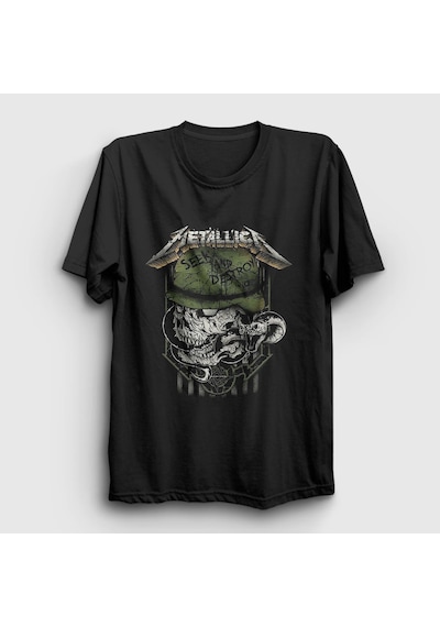 Presmono Unisex Seek And Destroy Metallica T-shirt Siyah