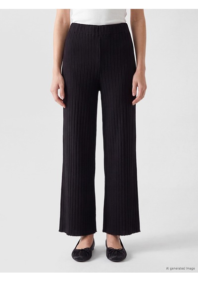 Lcw Modest Lacivert Beli Lastikli Fitilli Kadın Triko Pantolon