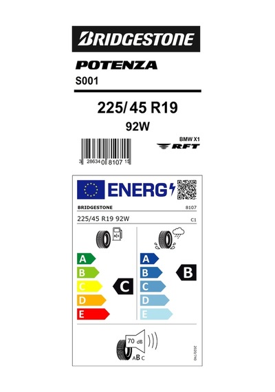 Bridgestone 225/45 R19 92W Potenza S001 Yaz Lastiği 2021