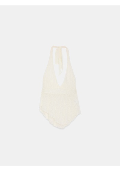 Dilvin 21228 Dantel Halter Yaka Top-ekru