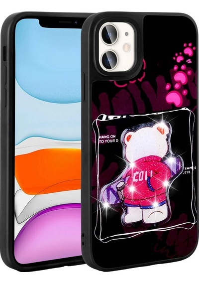 Apple Uyumlu iPhone 11 Kılıf Parlayan Kabartmalı İkonik Figürlü Zore Amas Silikon Kapak