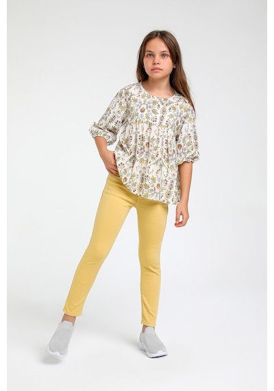 Escabel Kız Çocuk Slim Fit Örme Pantolon Sarı