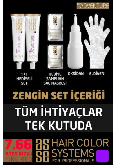Asse Adventure Set Saç Boyası 7.66 Ateş Kızılı