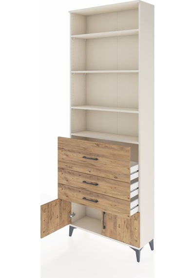 Arges Dolap 3 Raflı 2 Kapaklı Tek Askılı 88x30x243 Aytaşı-çam Aytaşı