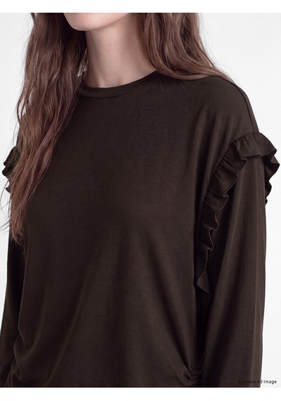 Lcw Modest Kahverengi Fırfırlı Kadın Sweatshirt Tunik