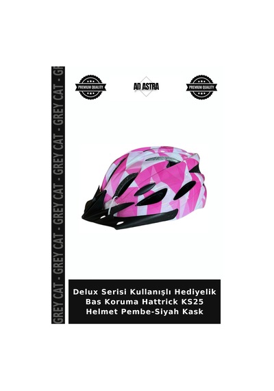 Delux Serisi Kullanışlı Hediyelik Bas Koruma Hattrick Ks25 Helmet Pembe-siyah Kask Pembe - Siyah