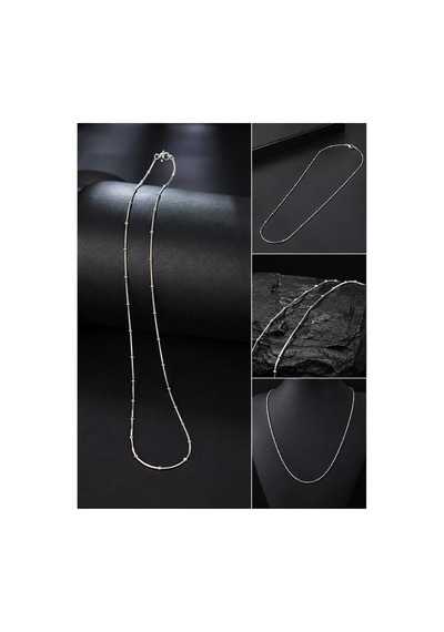 Boncuk Detaylı İnce Çelik Kolye 60cm Gümüş - 910394236 Gümüş
