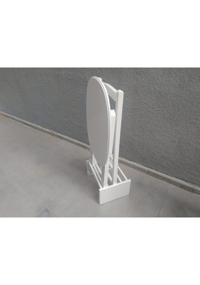Zigon Sehpa Oval Çanta Kayın Model Torna Iskelet Parlak Beyaz Lak (482204688)