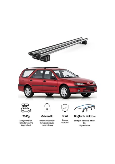 Pençe Renault Laguna Sw 1994-2000 Uyumlu Gri Ara Atkı Port Bagaj Tavan Barı