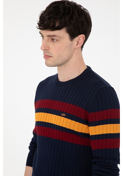 U.S. Polo Assn. Erkek Slim Fit Bisiklet Yaka Lacivert Kazak 50297046-VR033 U.S. Polo Assn. Erkek Slim Fit Bisiklet Yaka Lacivert Kazak 50297046-VR033