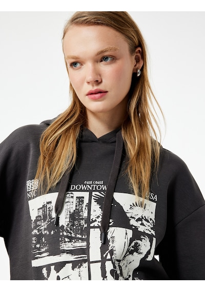 Koton Şardonlu Uzun Kollu Kapüşonlu Baskılı Oversize Sweatshirt Antrasit 6wal10152ık Antrasit Koton Şardonlu Uzun Kollu Kapüşonlu Baskılı Oversize Sweatshirt Antrasit 6wal10152ık Antrasit