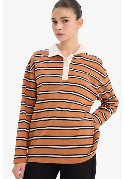 Defacto Loose Fit Polo Yaka Sweatshirt G6490ax25wnbn50 Kahve-bn50