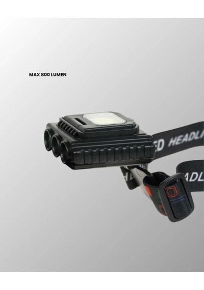 Şarjlı Led Kafa Lambası 800 Lumen Cob Xpe Ayarlanabilir Başlıklı Siyah 84751991