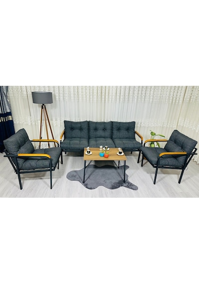 Madame Home Begonvil Balkon, Bahçe - Metal Kanepe Koltuk Takımı 3+1+1 + Sehpa Antrasit Madame Home Begonvil Balkon, Bahçe - Metal Kanepe Koltuk Takımı 3+1+1 + Sehpa Antrasit