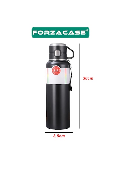 Forzacase Paslanmaz Çelik 1 Litre 10 Saat Sıcak Soğuk Tutan Bardaklı Çay Kahve Su Termosu - FC938